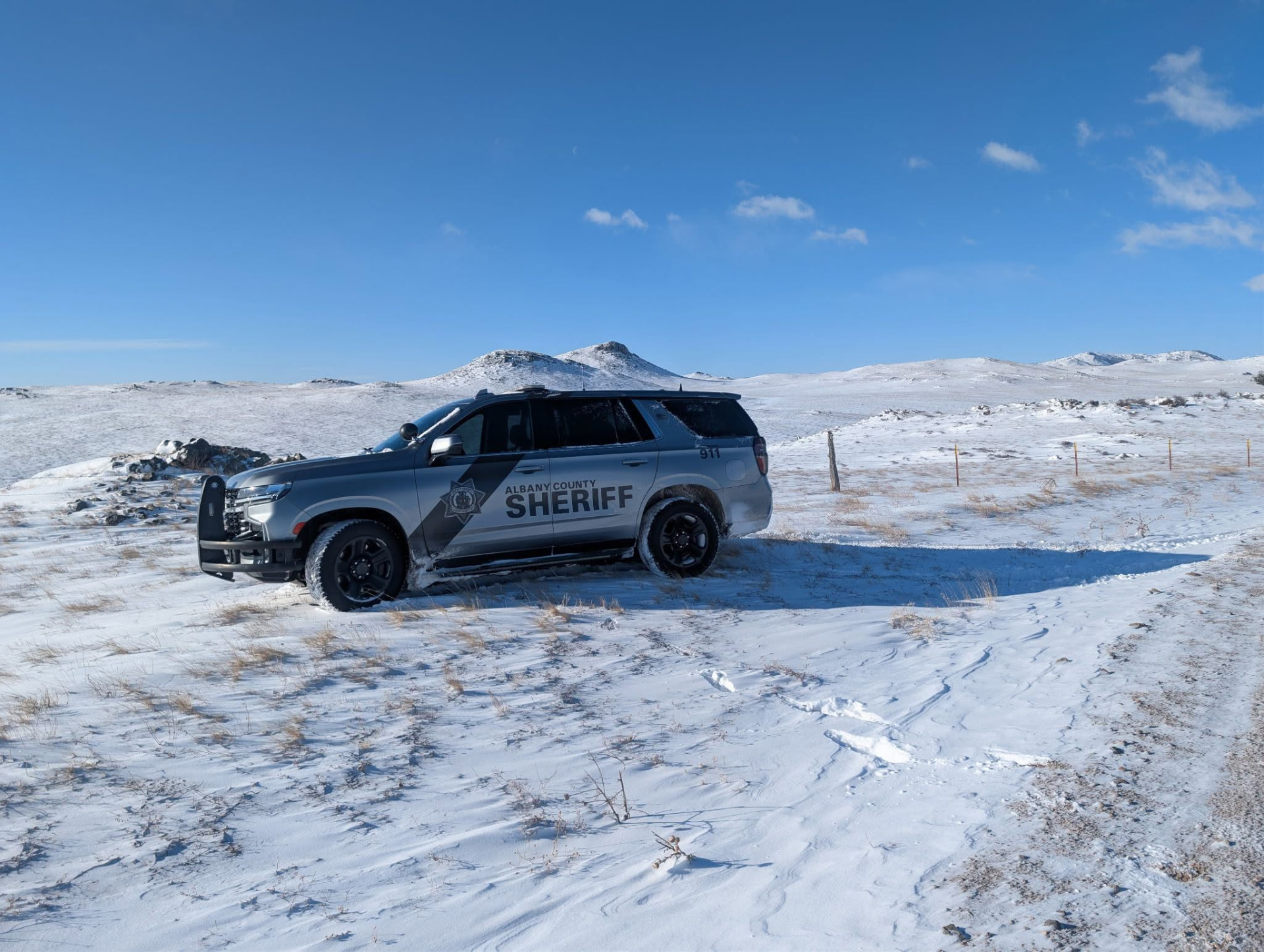 Albany County Sheriff's Office patrol vehicle in winter